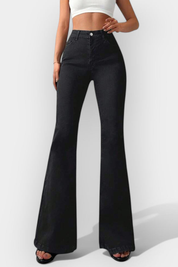 Džíny s vysokým pasem a rozšířenými nohavicemi