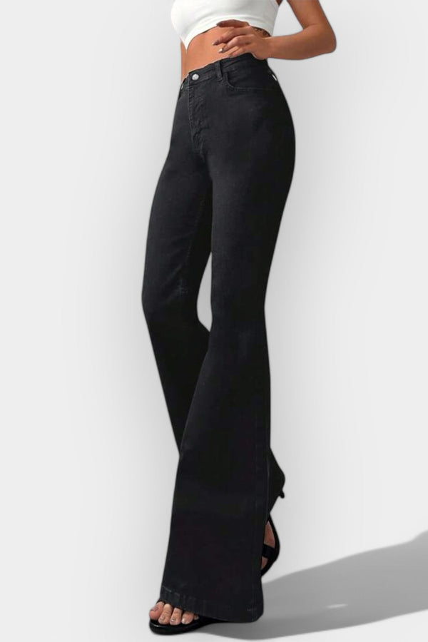 Džíny s vysokým pasem a rozšířenými nohavicemi