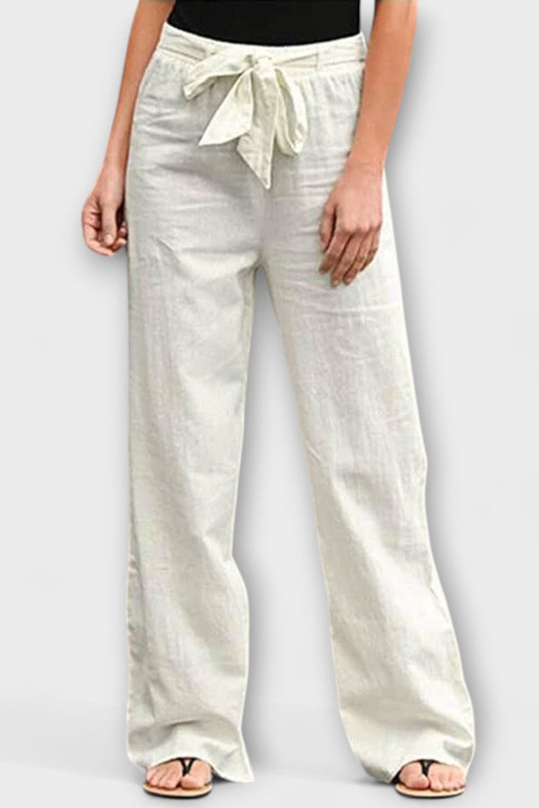 Světlé lněné kalhoty