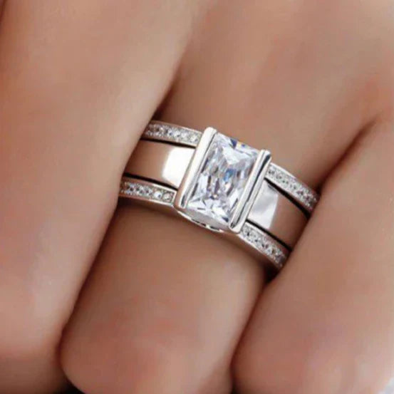 Antikový prsten s intarzií ze skla | bílé zlato