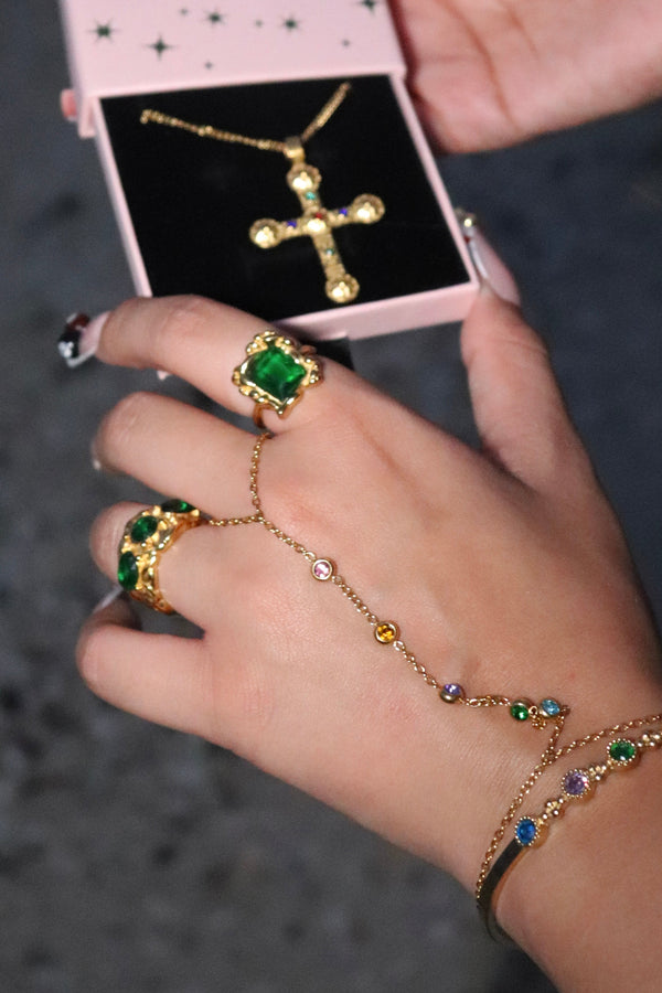 Dune smaragdový masivní prsten