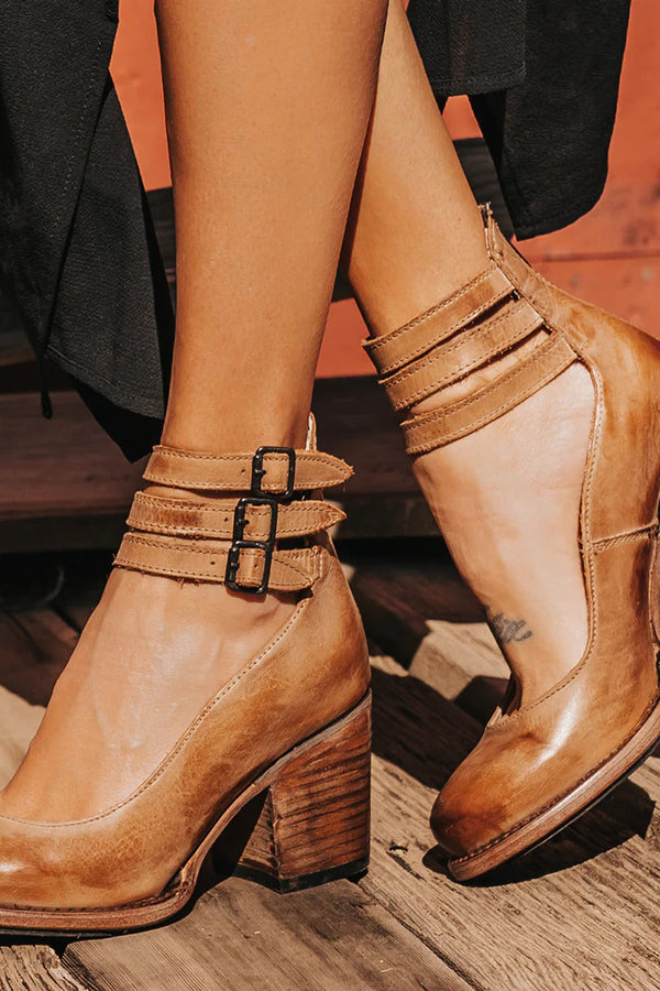 Ever – Dámské kulaté špičaté boty na robustním podpatku