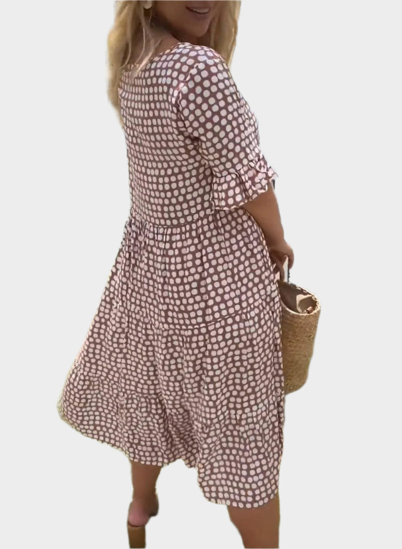 Midi šaty s elegantními pruhy