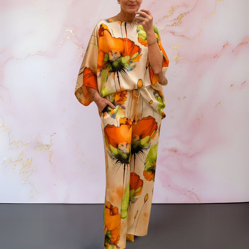 Moniek™ | Saténová dvoudílná dámská souprava