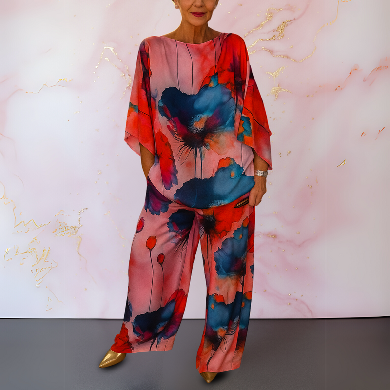 Evangelia | Saténová dámská dvoudílná souprava