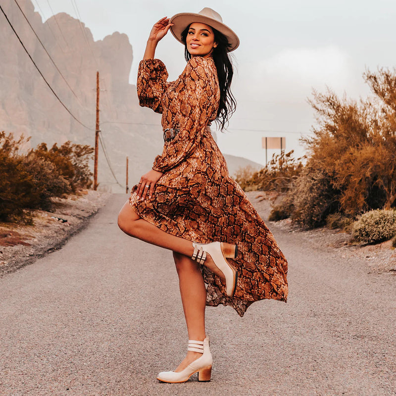 Ever – Dámské kulaté špičaté boty na robustním podpatku