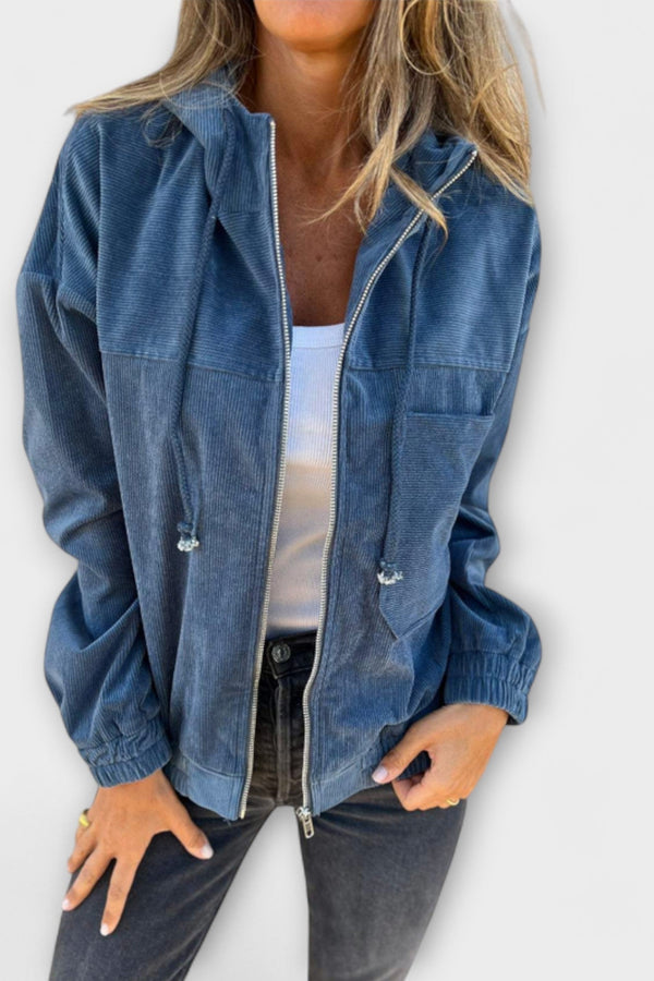 Ella - manšestrová bunda s kapucí na zip