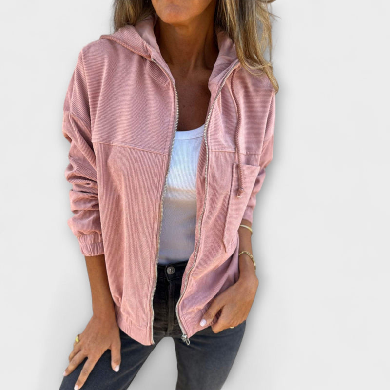 Ella - manšestrová bunda s kapucí na zip