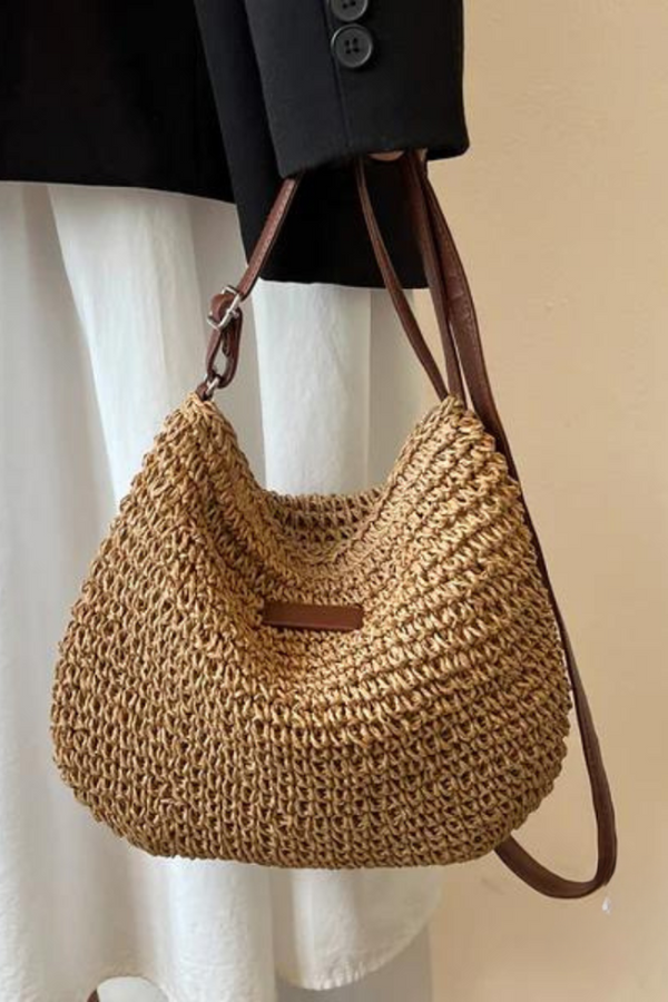 Mary - Retro slaměná taška přes rameno typu sling