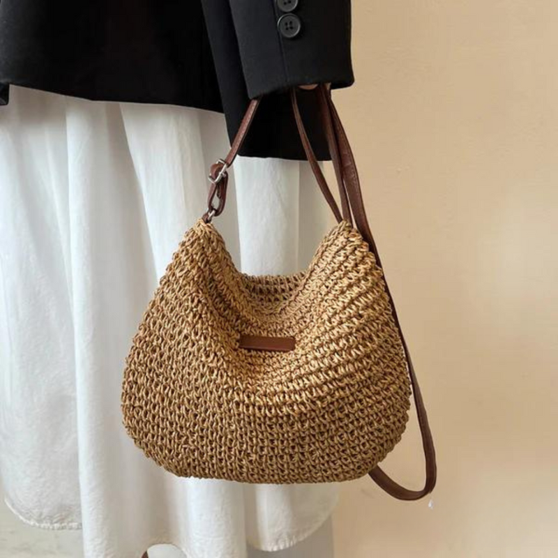 Mary - Retro slaměná taška přes rameno typu sling