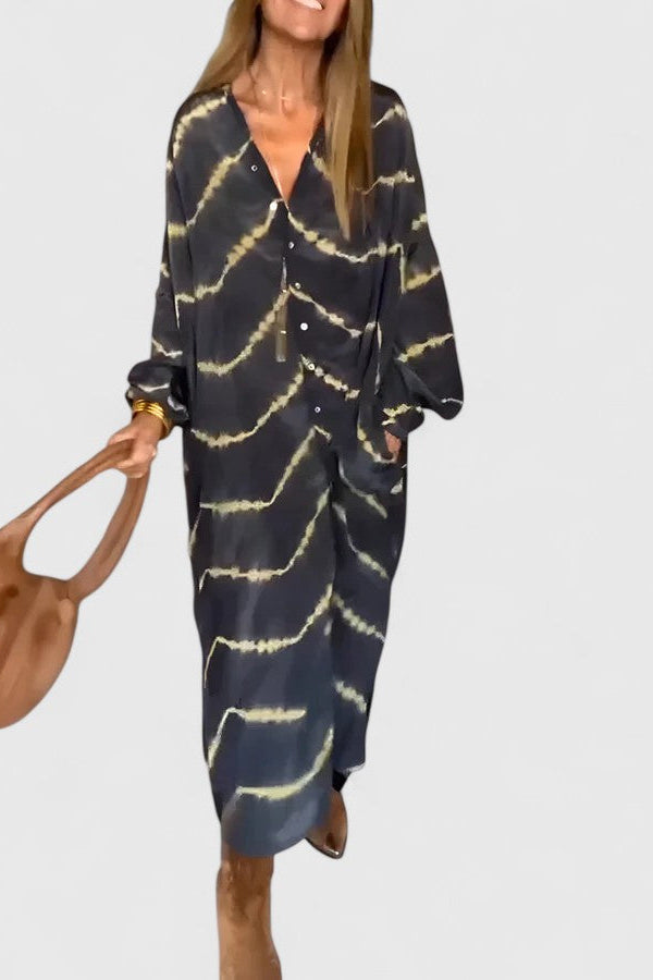 Amelie™ | Elegantní boho pruhované maxi šaty