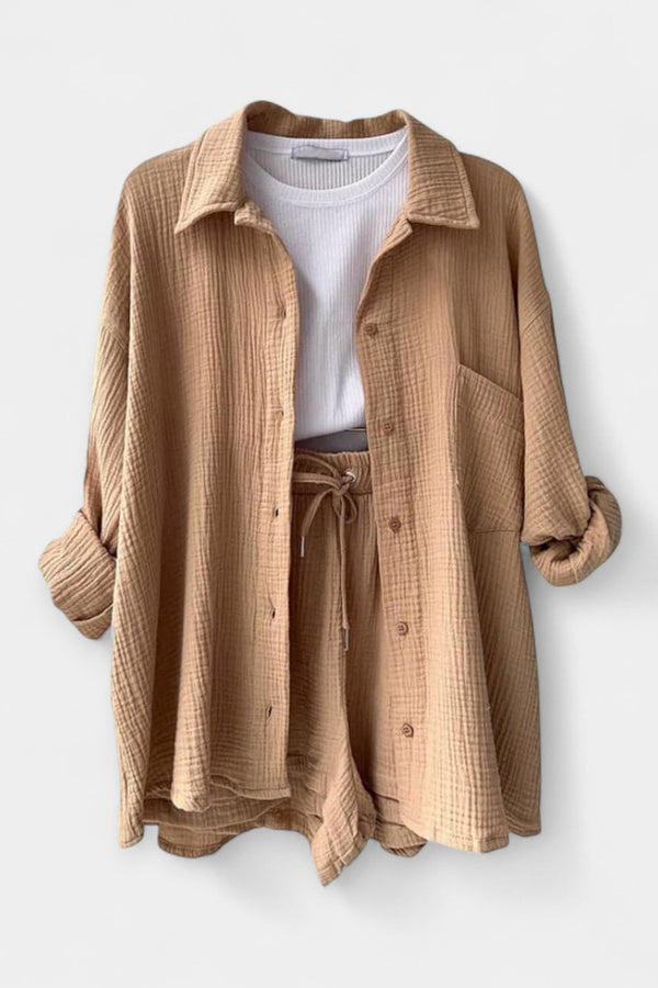 Letní komplet s dvoubarevným topem a šortkami