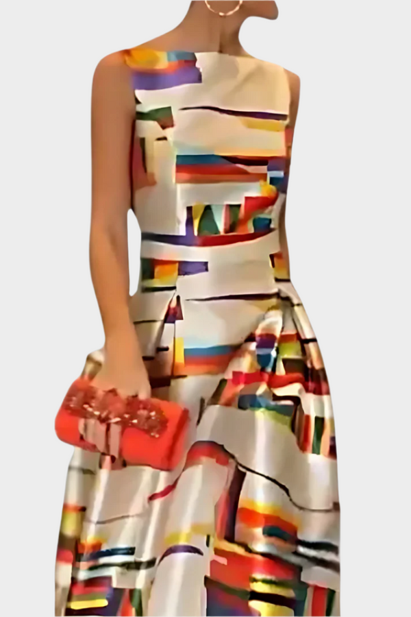 Maxi šaty s lineárním vzhledem a lesklou texturou