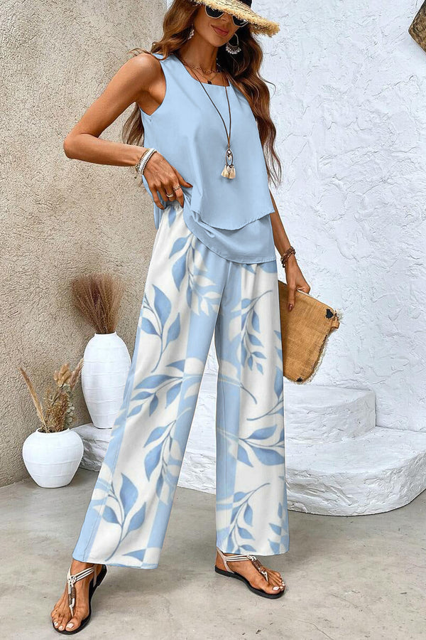 Alba | Stylový květinový top a kalhotový set