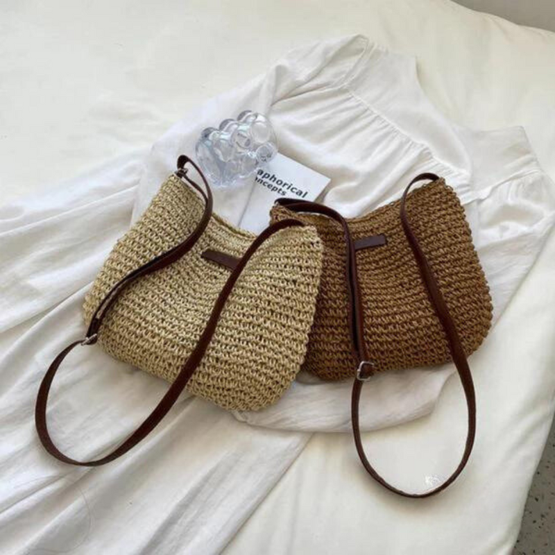 Mary - Retro slaměná taška přes rameno typu sling