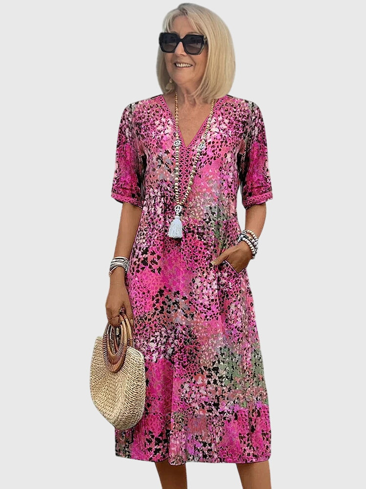 Yvonna™ | Elegantní květinové midi šaty