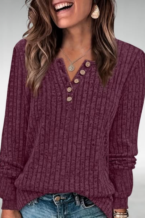 Melina | Žebrovaný pletený top s knoflíky