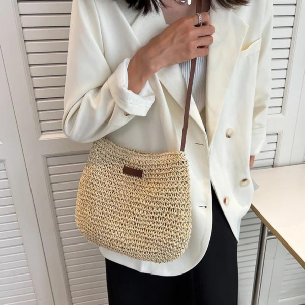 Mary - Retro slaměná taška přes rameno typu sling