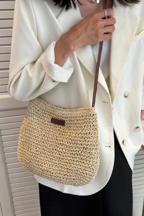 Mary - Retro slaměná taška přes rameno typu sling