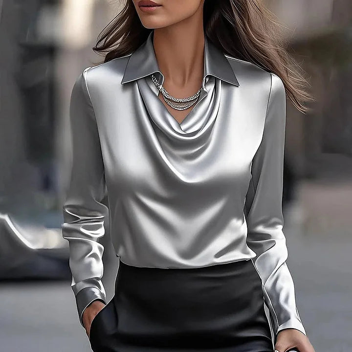 Romina™ – Měkká halenka s luxusním saténovým výstřihem