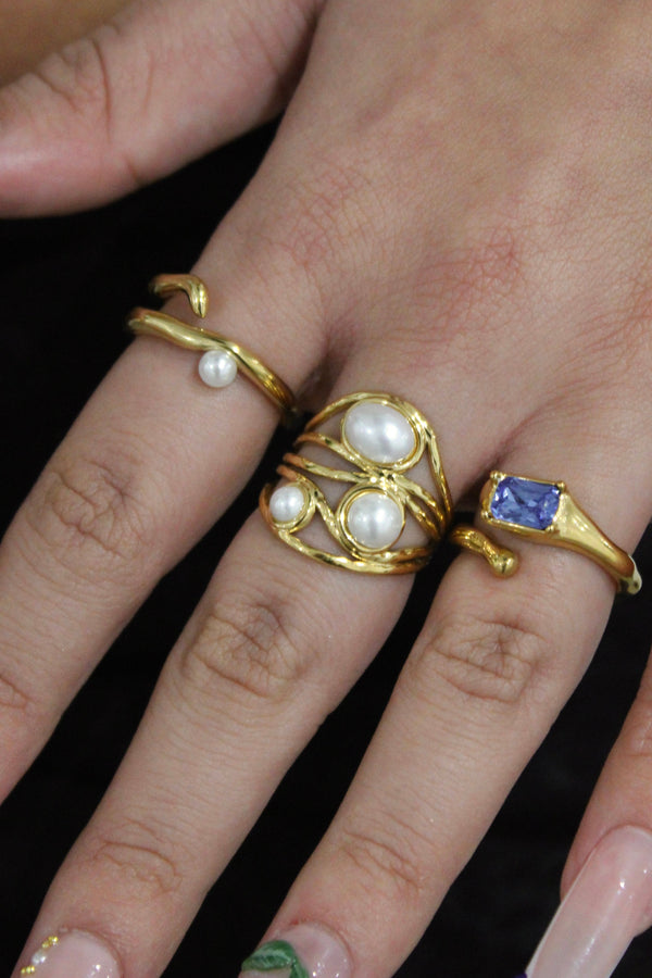 Geometrický perlový prsten