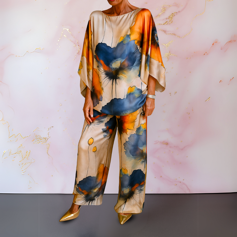 Evangelia | Saténová dámská dvoudílná souprava