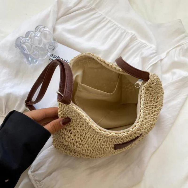 Mary - Retro slaměná taška přes rameno typu sling