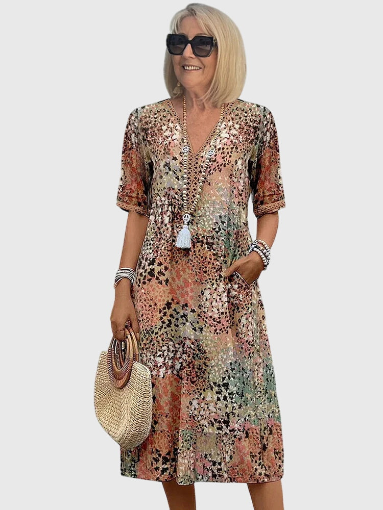 Yvonna™ | Elegantní květinové midi šaty