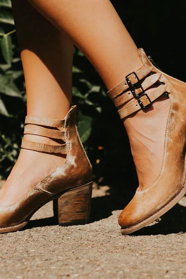 Ever – Dámské kulaté špičaté boty na robustním podpatku