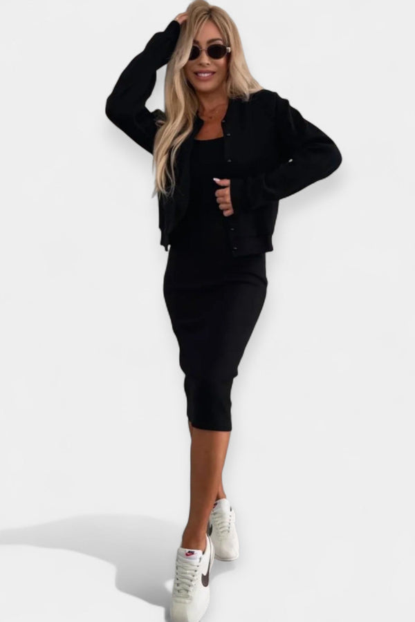 Midi šaty s bomber bundou