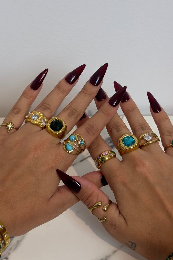 Geometrický prsten s modrým tygřím okem