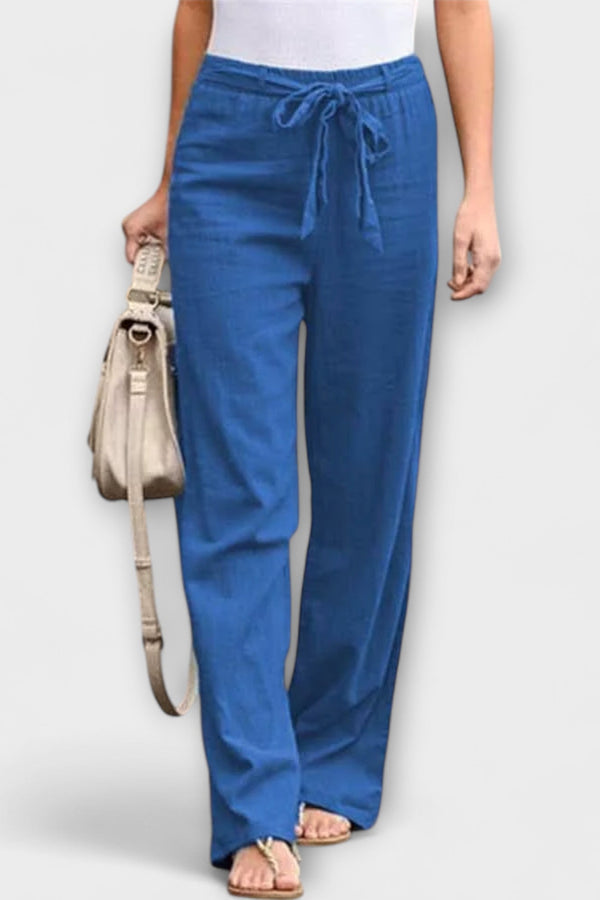 Světlé lněné kalhoty