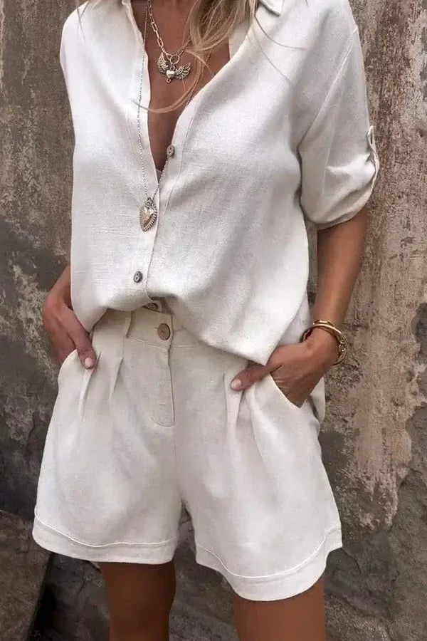 Maelis™ | Světle lněný dvoudílný set