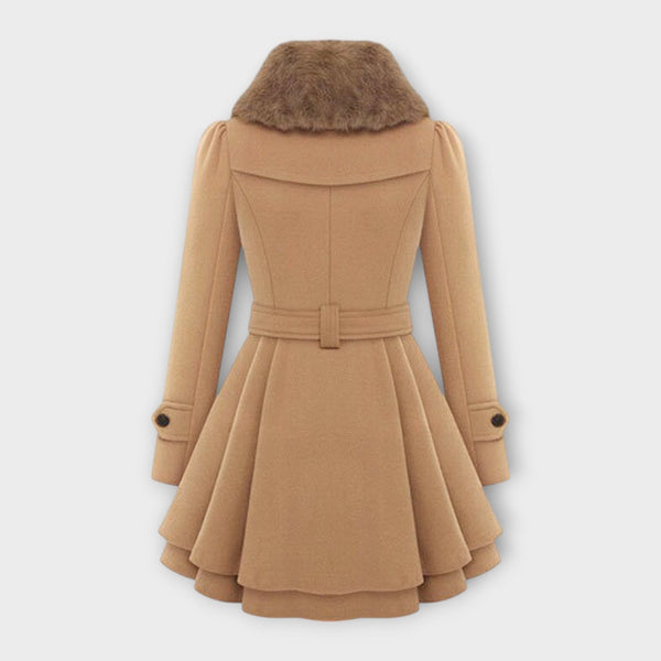 Emma - Elegantní kabát s umělým kožíškem na límci