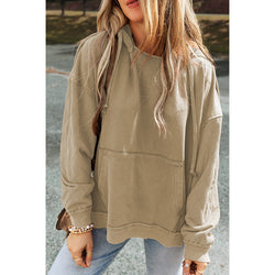 Nalas - Zip Henley mikina s kapucí z acid wash fleecu