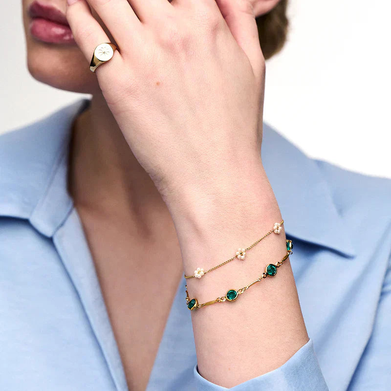 Náramek s řetízkem Emerald Link | Zlato