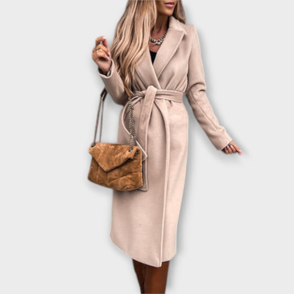 Eliza - Stylový dlouhý kabát s pásky