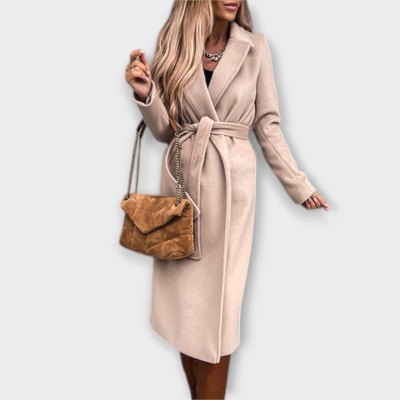 Eliza - Stylový dlouhý kabát s pásky