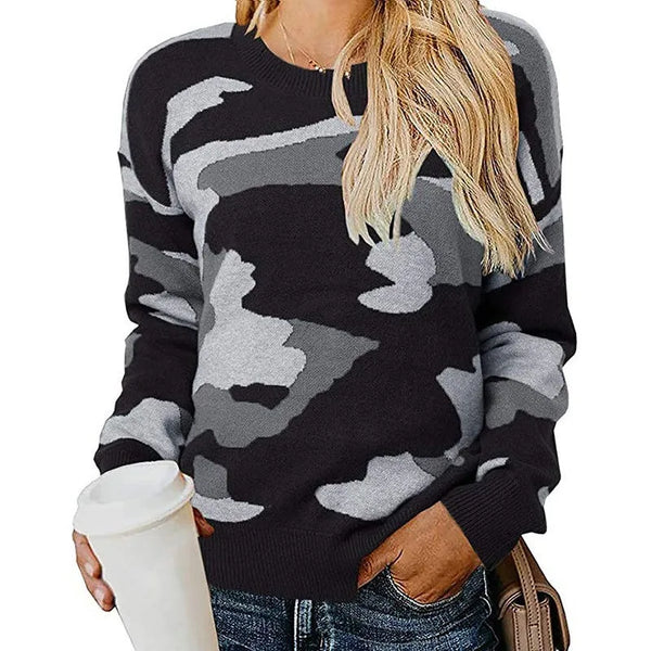 Nayara® | Camouflage leopard print knit sweater