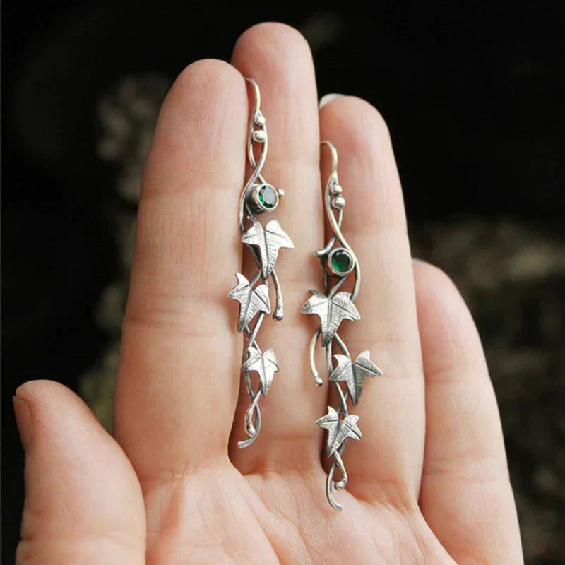 Náušnice Antique Leaf Elf | Bílé zlato