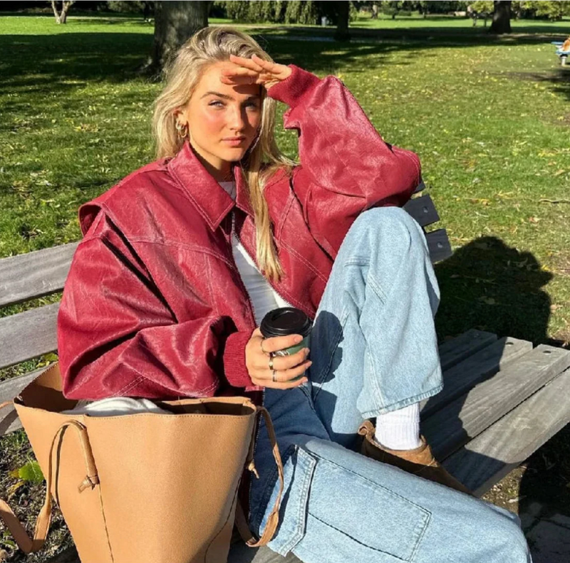 Faye™ - Nadměrná kožená bunda