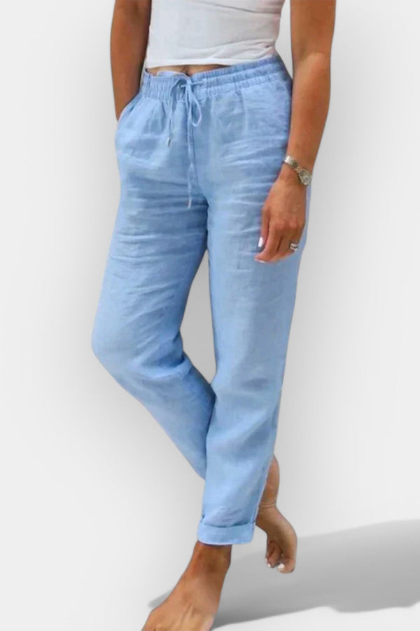 Aktualizované lněné kalhoty na léto