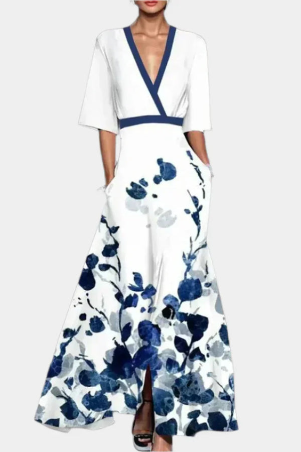 Květinové šaty s výstřihem do V