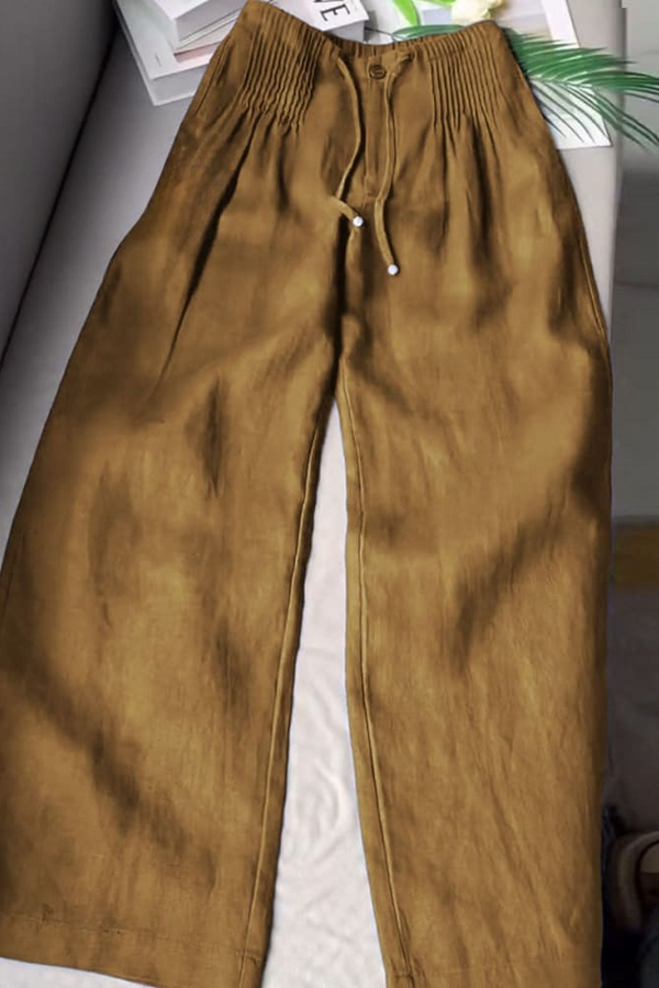 AMELINA – Lněné kalhoty s pohodlným střihem a sklady