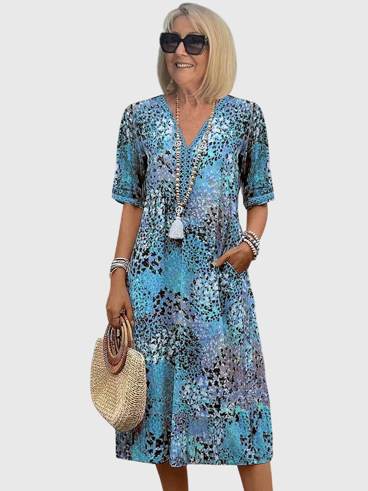 Yvonna™ | Elegantní květinové midi šaty