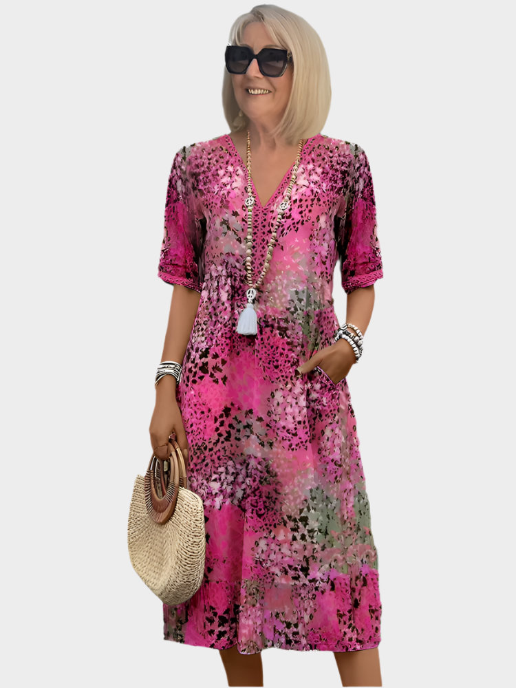 Živé midi šaty s kapsami