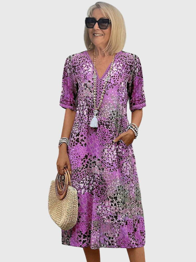 Yvonna™ | Elegantní květinové midi šaty