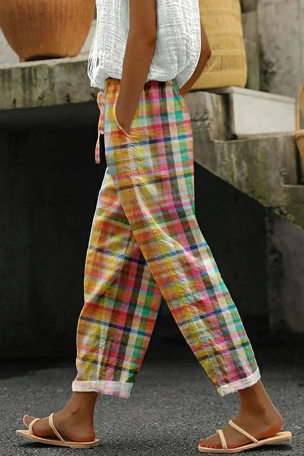 Noëlle - Retro kostkované kalhoty