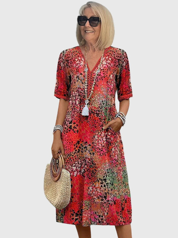 Yvonna™ | Elegantní květinové midi šaty