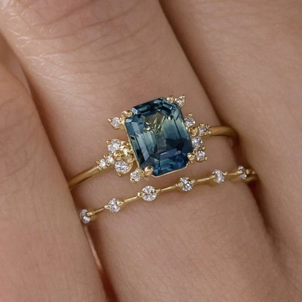Sada prstenů Crystal Blue Shine | Zlato